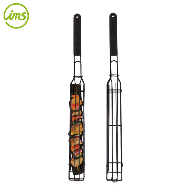 BBQ Kabob Grill Basket with Heat Resistant Handle | Skewer Grill Basket